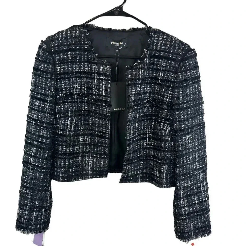 Paule Ka Women’s Black Tweed Jacket Size 44 New